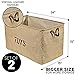 Woffit Toy Organizer Baskets - Set of 2 Collapsible Kids Toy Boxes w/Leather Handles - Living Room, Nursery and Playroom Storage & Organization, Beige