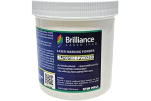 Brilliance Laser Inks 250 Grams Black Metal Marking Powder with Foam Brush | Permanent Durable High Contrast Laser Engraving Accessories for Fiber, YAG, and CO2 Laser Engraver BLI101MBPWD250