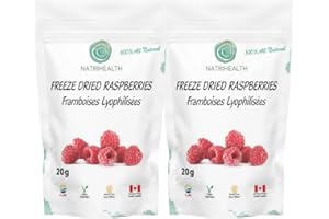Freeze Dried Whole Raspberries 20g - Delicious Snack, 100% Fruit, NO Added Sugar - Grown in Canada (2-Pack)