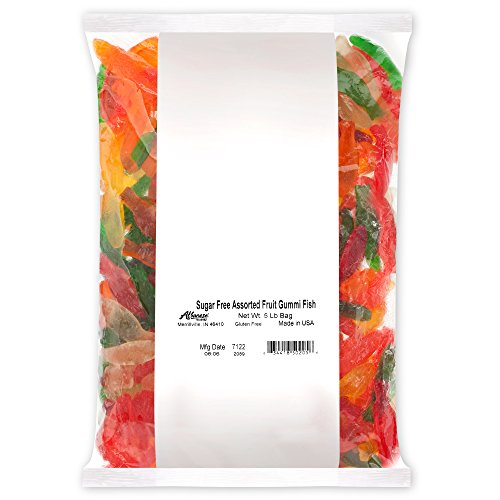 Albanese candy, sugar free assorted fruit gummi fish, 5…