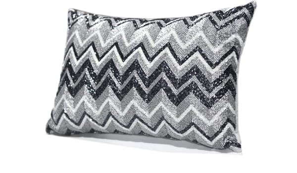 Amazon Com Max Studio Home Chevron Decorative Beaded Throw Pillow