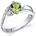 PEORA Peridot Ethereal Solitaire Ring for Women 925 Sterling Silver, Natural Gemstone, 0.75 Carat Round Shape 6mm, Comfort Fit, Size 7, Promise, Engagement, Statement Ring, August Birthstone Ring