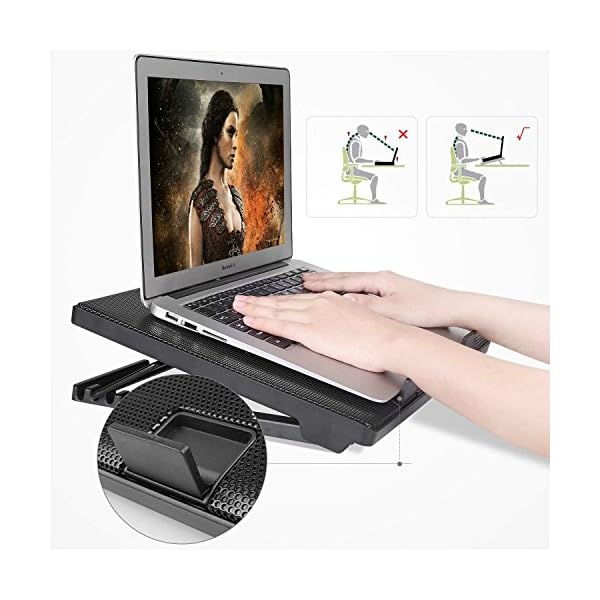 yidenguk-Laptop-Cooling-Pad-Adjustable-Angle-Ultra-Quiet-Gaming-Laptop-Cooler-Stand-with-6-Fans-Blue-Led-Lights-2-USB-Ports-Suitable-for-12-154-Inches-Laptop-Notebook-blue-5 yidenguk Laptop Cooling Pad, Adjustable Angle Ultra Quiet Gaming Laptop Cooler Stand with 6 Fans, Blue Led Lights, 2 USB…