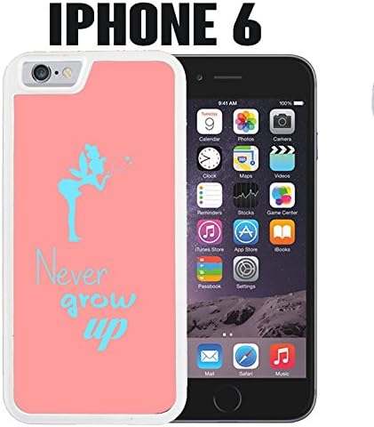 iPhone Case Never Grow Up for iPhone 6 Rubber White (Ships from CA) With Free .33 mm Premium Tempered Glass Screen Protector