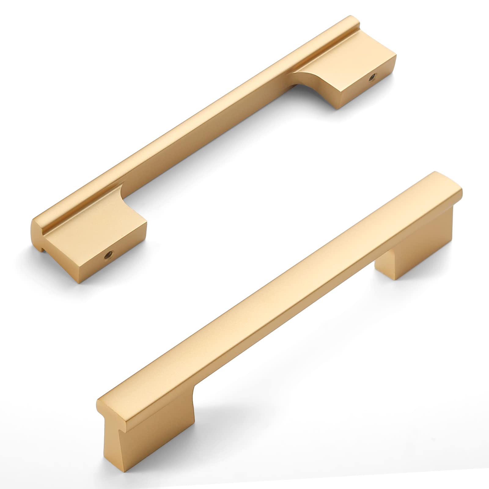 Amerdeco 10 Pack Gold Cabinet Pulls 128mm Hole Center Cabinet Hardware Kitchen Cabinet Handles for Bathroom Drawer Pulls Dresser Pulls AM024