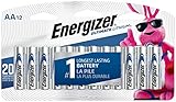 Energizer AA Lithium Batteries, World's Longest Lasting Double A Battery, Ultimate Lithium (12 Battery Count)