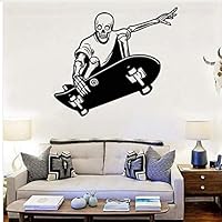 cvccatg Skull Skateboard Ride Boys Wall Stickers Living Room Home Wall Decor Mural Art Decals Teens Bedrooom Vinyl Wall Tattoo 47X42Cm