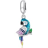 Meetccy charm Lucky Animal Charms For Bracelets,Original 100% 925 Sterling Silver Charm Bead birthday Christmas bracelets (Parrot Pendant)