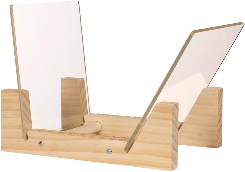 KAIU Vinyl Record Storage - Solid Wood with Crystal Clear Acrylic Holder - Premium Design (Natural, Mini Version)