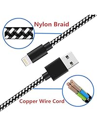 Sharllen - Cable Lightning certificado MFi de nailon trenzado de 3 3 6 6 10 pies, cable de carga y sincronización USB rápido compatible con cargador de iPhone XS Max XR X 8P 8 7 7P 6 iPad 5 unidades