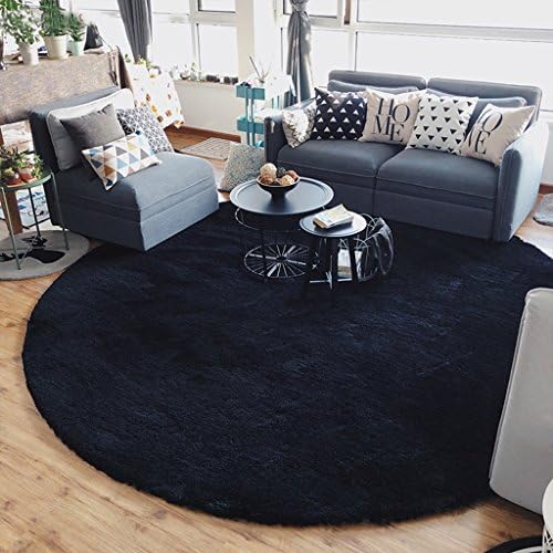 CarPET Nordic simple fashion round super soft thick rug for living room bedroom, black - SESO UK (Size : 300cm)