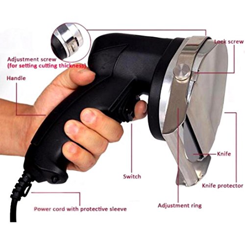 ZzPro Professional Electric Shawarma Doner Kebab Knife, 0.5 Thinnest Kebab Slicer, Sliced Meat Gyros Knife, Gyro Cutter for Shawarma