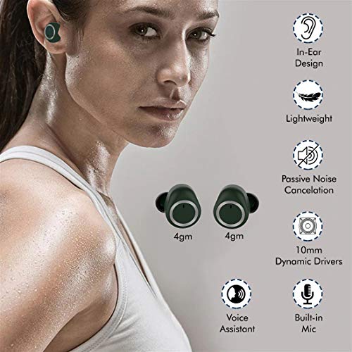 pTron Bassbuds in-Ear True Wireless Bluetooth Headphones (TWS) with Mic - (Green)