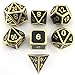 IvyFieldDice Shiny Gold w/Black Metal Enamel Dice D4 D6 D8 D10 D% D12 D20 for Dungeons and Dragons RPG Dice Gaming with Free Drawstring Pouch
