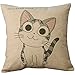 Cartoon Style Lovely Cat Chi's Sweet Home Crooked Neck and Smile Chi's Throw Pillow Case Decor Cushion Covers Square 1818 Inch Beige Cotton Blend Linen