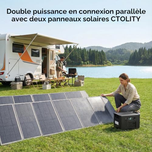 CTOLITY 200W Foldable Solar Panel, Waterproof Monocrystalline Modules, MC4 20.5V Output, Compatible with Power Plants, Motorhomes, Boats and Homes