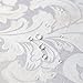 ColorBird Scroll Damask Jacquard Tablecloth Polyester Fabric Water Resistant Spillproof Table Cover for Kitchen Dinning Wedding Banquet Party Tabletop Use (Round, 90 Inch, White)