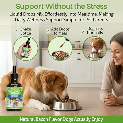 Pet Wellbeing - Throat Gold for Dogs - Natural Herbal Throat and Respiratory Support for Canines - 2 oz (59ml)