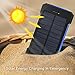 MeliTech Portable Solar Charger Waterproof Mobile Power Bank 20000mAh External Backup Battery Dual USB 5V 1A/2A Output With LED Flashlight and Compass For Phones Tablet Camera iPhone Samsung (Blue)