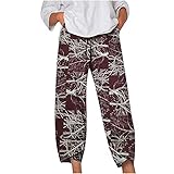 TARIENDY Leaf Print Cropped Pants for Women Baggy