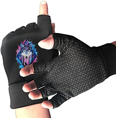 Universe Galaxy Wolf Men's/Women's Half Finger Anti Slip Sports Gloves