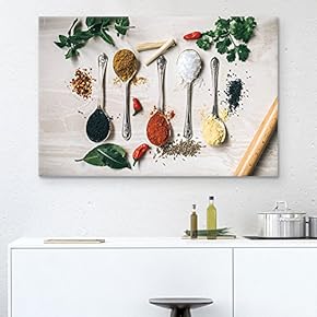 Canvas Wall Art - Spoons Seasonings - Giclee Print Gallery Wrap Modern Home Art Ready to Hang - 12x18 inches