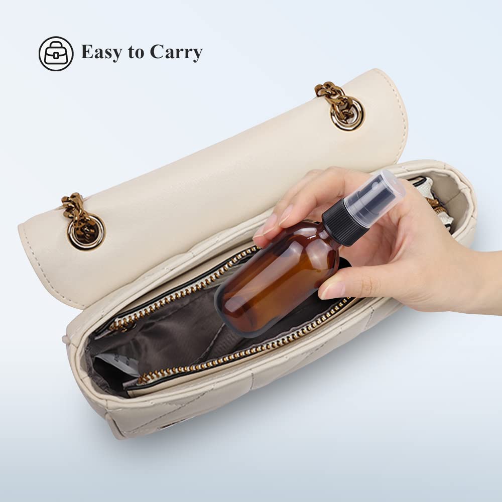 Wedama Spray Bottle, 2 oz Fine Mist Glass Spray Bottles, Little Refillable Liquid Containers for Watering Flowers Cleaning (16 Pack, Amber)