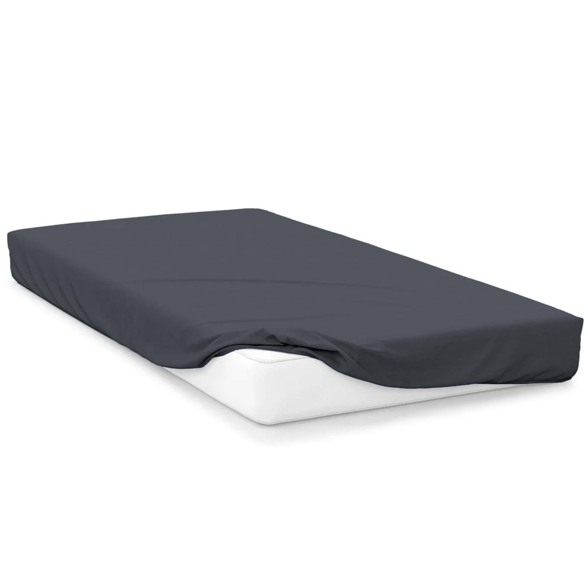 Oxford Homeware Super King Fitted Sheet - 40cm Extra Deep Brushed Microfiber 1800 Easy Care Fade Resistant Elastic Bed Sheets for Bedroom Decor, Charcoal, (180 x 200 cm)