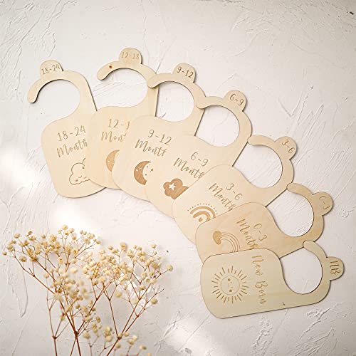 ibwaae Wooden Baby Closet Size Divider Organizer Hanger Clothing