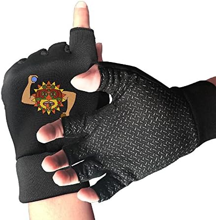 KIOJIANM Mayan Sun God Men Fingerless Gloves Crossfit Gloves Gym Glove For Men