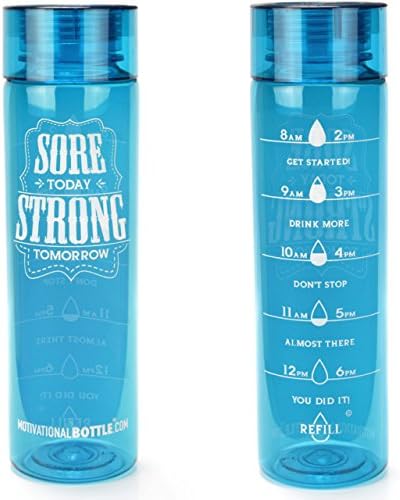 Motivational Bottle 32oz Fitness Workout Sports Water Bottle with Unique Timeline | Measurements | Goal Marked Times for Measuring Your Daily Water Intake, BPA Free Non-Toxic Tritan