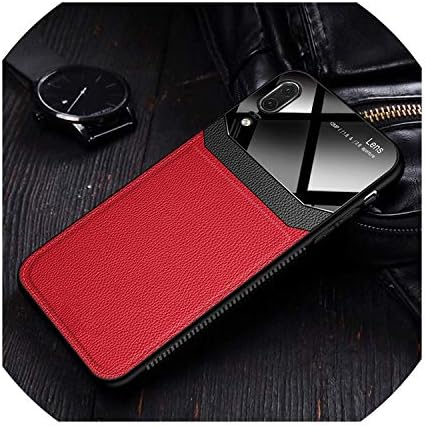 Phone Case Case for Huawei P20 Lite P20Lite Pro On Leather Mirror Glass Silicone Shockproof Phone Luxury Cute Case for Huawei P20 Pro,Red
