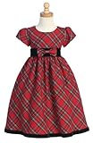 Plaid Holiday/Christmas Girls Dress with Velvet Trim