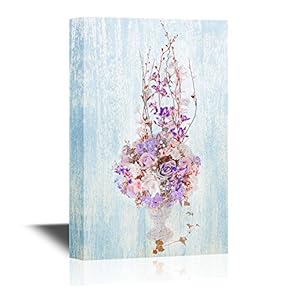 Canvas Wall Art - Decoration Artificial Plastic Flower with Vintage Design - Gallery Wrap Modern Home Art | Ready to Hang - 12x18 inches