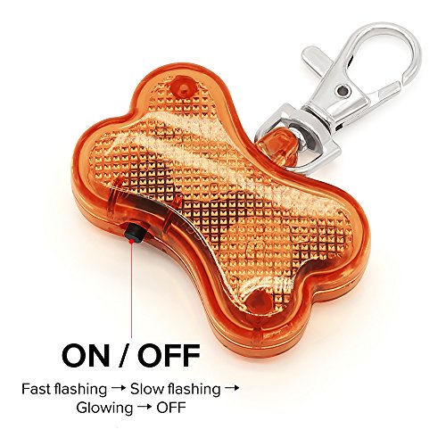 Pack of 2 PCS LED Dog Tag, Bone-Shape Light Up Pet Pendants, Glow in The Dark Pet ID Tags for Nighttime Dog Walking (Brown) - Thumbnail 2