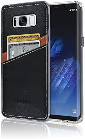S8 Plus Case [Leather Back Cover] [Wallet Case] [2 Card Holder] S8 Plus Soft Slim Fit Hybrid Polyurethane TPU Flexible Bumper Lightweight Shock Absorbing Protection For Samsung Galaxy S 8 Plus (Black)