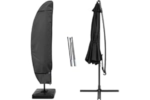 Porch Shield Patio Umbrella Cover - Outdoor Waterproof Garden Offset Banana Parasol Cover Fits Cantilever Offset Umbrella 7.5-11.5 Feet, Black