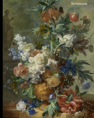 Notebook: college ruled, 110 pages, 8x10 inches (20.3x25.4 cm), cover: "Still Life with Flowers" (1723) by Jan van Huysum: double-sided, non-perforated, perfect binding, matte cover