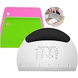 Snowyee Bench Scraper, for Dough Pastry Cake Food Mover Stainless Steel and Rubber Handle with 2 Piece Plastic Cutter (3…