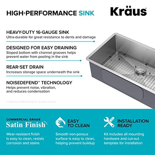 Kraus KHU10032 Standart PRO 16 Gauge Undermount Single Bowl Stainless