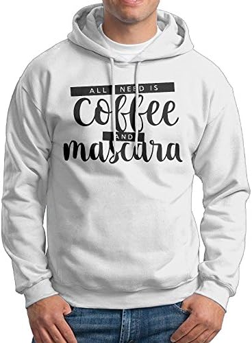 LuckyXX All I Need Is Coffee And Mascara Men's Fashion Casual No Pockets Pullover Hoodie