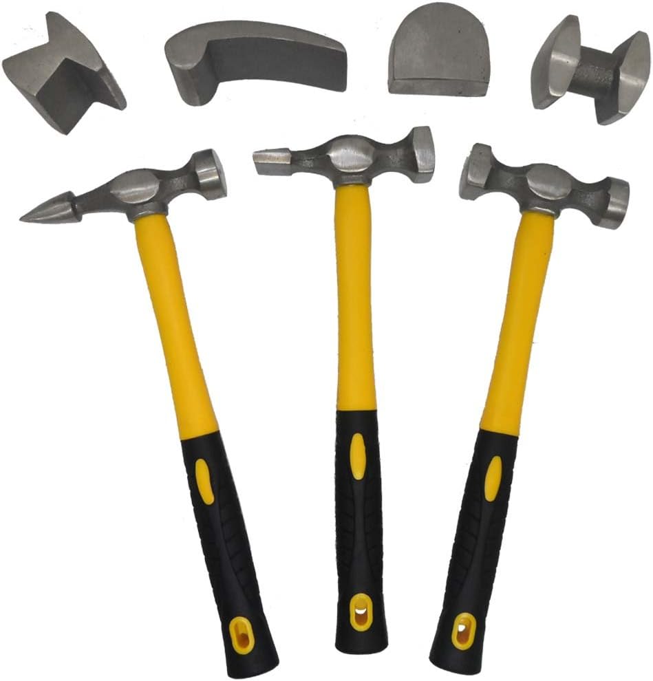 7 Pc Hammer & Dolly Auto Body Dent Repair Kit: Automotive