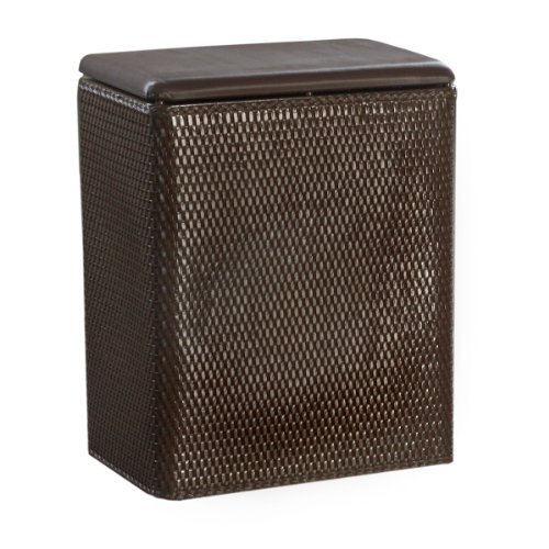 Lamont Home Carter Upright Wicker Laundry Hamper with Coordinating Padded Vinyl Lid