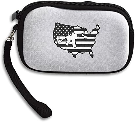 American Flag Gun Custom Zip Bag Small Wallet Coin Purse Change Wallet Card Case Small For Men Women