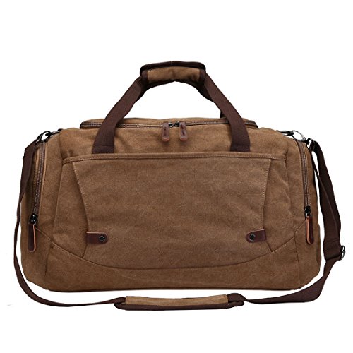 についての Toupons Travel Duffel Bag for Men Canvas Overnight Weekend Bag