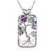 sedmart Tree of Life Pendant Amethyst Green Aventurine Rectangle Necklace Healing Gemstone Fashion Jewelry