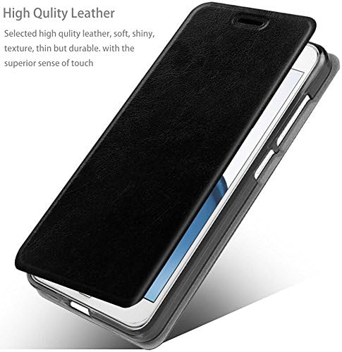 Asus Zenfone 4 Selfie Case,ZD553KL Case,Helianton Ultra Slim Flip Folio,Kickstand,TPU bumper,Full Body Protection,Credit Card Holder Case [without Magnetic Closure, only for Zenfone 4 Selfie] (Black)