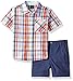 Nautica Baby Boys Sleeve Woven Shirt and Pull on Short Set, Red/Orange, 24 Months