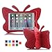 iPad case for kids, Feitenn 3D Cartoon Butterfly Non-toxic EVA Light weight Kid Proof Shockproof case with Kickstand for ipad 5/ ipad 6 /ipad pro 9.7/ New iPad 2017 case (Red)