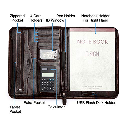 IVESIGN Faux Leather Business Padfolio Portfolio with Calculator and